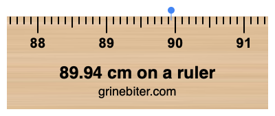 Where is 89.94 centimeters on a ruler