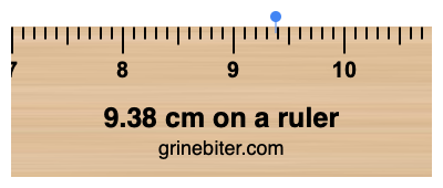 9.38 cm on a ruler Where is 9.38 centimeters on a ruler