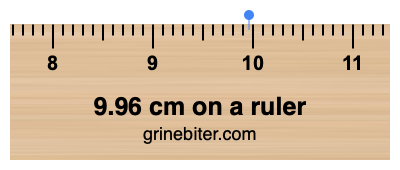 Where is 9.96 centimeters on a ruler