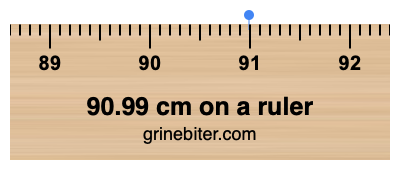 90.99 cm on a ruler Where is 90.99 centimeters on a ruler