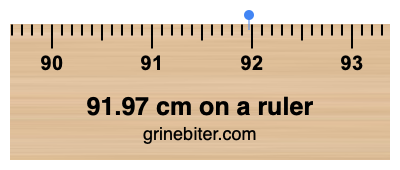 Where is 91.97 centimeters on a ruler