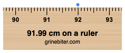 Where is 91.99 centimeters on a ruler