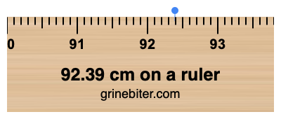 Where is 92.39 centimeters on a ruler