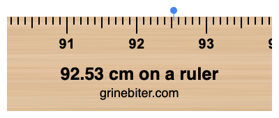 92.53 cm on a ruler Where is 92.53 centimeters on a ruler