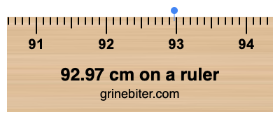 Where is 92.97 centimeters on a ruler