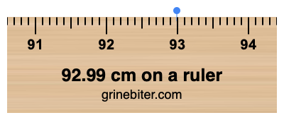 Where is 92.99 centimeters on a ruler