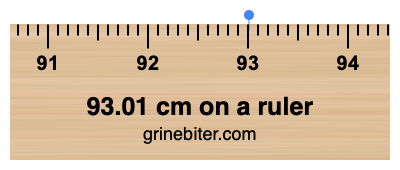 Where is 93.01 centimeters on a ruler