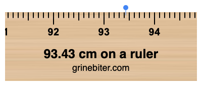 Where is 93.43 centimeters on a ruler