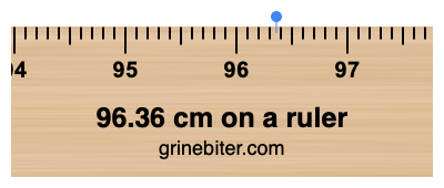Where is 96.36 centimeters on a ruler