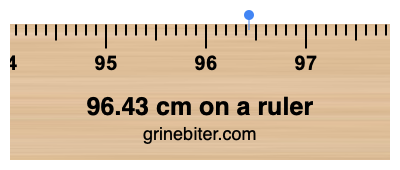 Where is 96.43 centimeters on a ruler