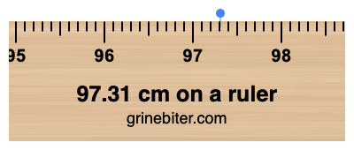 Where is 97.31 centimeters on a ruler