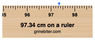 Where is 97.34 centimeters on a ruler