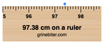 97.38 cm on a ruler Where is 97.38 centimeters on a ruler