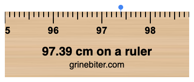 Where is 97.39 centimeters on a ruler
