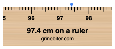 Where is 97.4 centimeters on a ruler