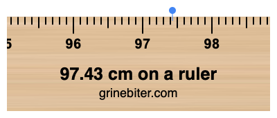 Where is 97.43 centimeters on a ruler