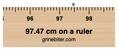 Where is 97.47 centimeters on a ruler