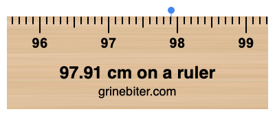 Where is 97.91 centimeters on a ruler