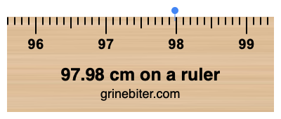 Where is 97.98 centimeters on a ruler