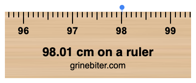98.01 cm on a ruler Where is 98.01 centimeters on a ruler