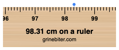 98.31 cm on a ruler Where is 98.31 centimeters on a ruler