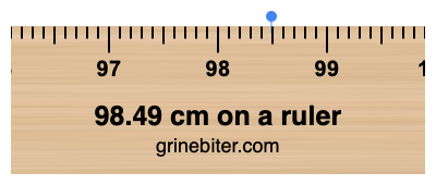 98.49 cm on a ruler Where is 98.49 centimeters on a ruler