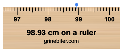Where is 98.93 centimeters on a ruler
