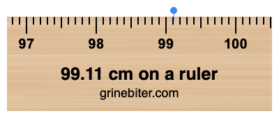 99.11 cm on a ruler Where is 99.11 centimeters on a ruler