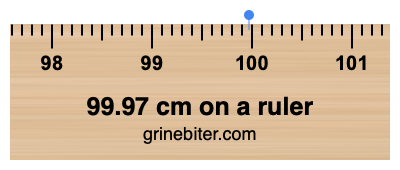 Where is 99.97 centimeters on a ruler