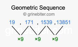 Sequence 19, 171, 1539, 13851,...