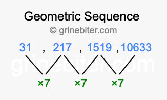 Sequence 31, 217, 1519, 10633,...