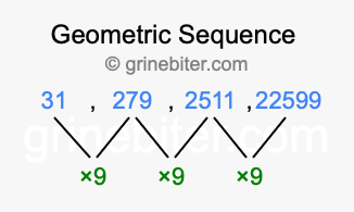 Sequence 31, 279, 2511, 22599,...