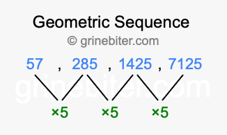 Sequence 57, 285, 1425, 7125,...