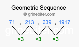 Sequence 71, 213, 639, 1917,...