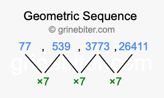 Sequence 77, 539, 3773, 26411,...