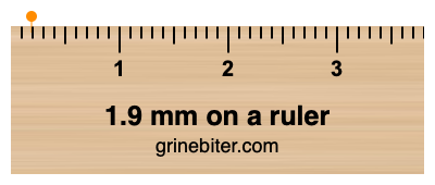 1.9 mm on a ruler