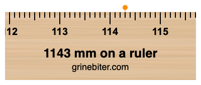 1143 mm on a ruler Where is 1143 millimeters on a ruler