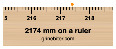 Where is 2174 millimeters on a ruler
