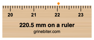 220.5 mm on a ruler Where is 220.5 millimeters on a ruler