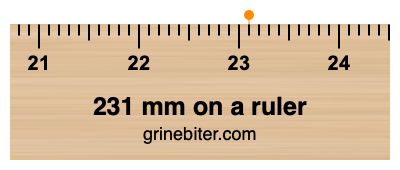 231 mm on a ruler Where is 231 millimeters on a ruler