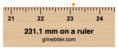231.1 mm on a ruler Where is 231.1 millimeters on a ruler