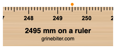 Where is 2495 millimeters on a ruler