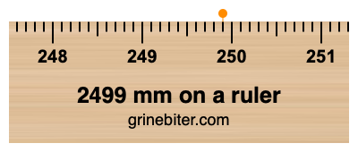 2499 mm on a ruler Where is 2499 millimeters on a ruler