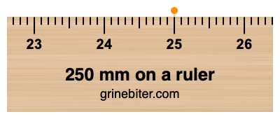 250 mm on a ruler Where is 250 millimeters on a ruler