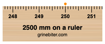 2500 mm on a ruler Where is 2500 millimeters on a ruler