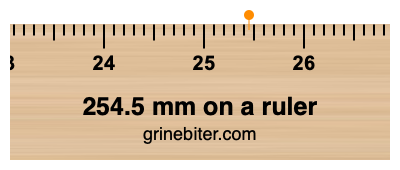 Where is 254.5 millimeters on a ruler