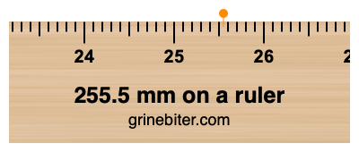 Where is 255.5 millimeters on a ruler