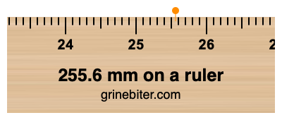 Where is 255.6 millimeters on a ruler