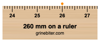 Where is 260 millimeters on a ruler