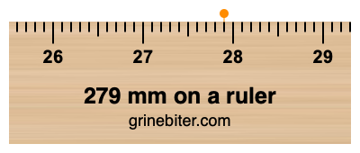 279 mm on a ruler Where is 279 millimeters on a ruler